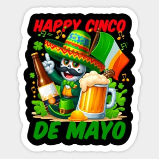 Happy Cinco De Mayo St Patrick's Day Beer Funny Sticker